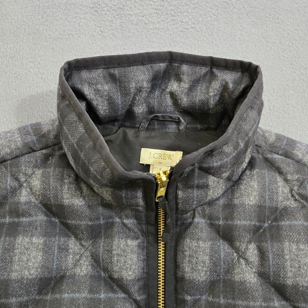 J. Crew Women S Gray Plaid Quilted Down-Filled Full-Zip Puffer Vest - Picture 3 of 10